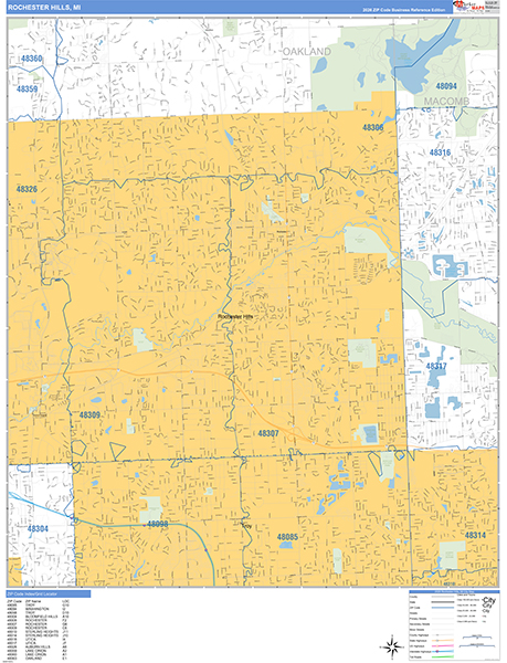 Rochester Hills, MI Zip Code Map